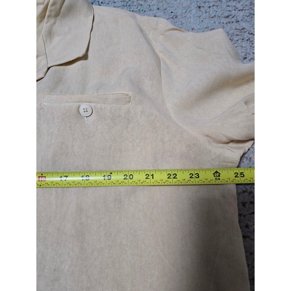 SK & Company Silk Shirt Top Womens Beige Short Sleeve Collared Button Up (J) - Picture 5 of 9